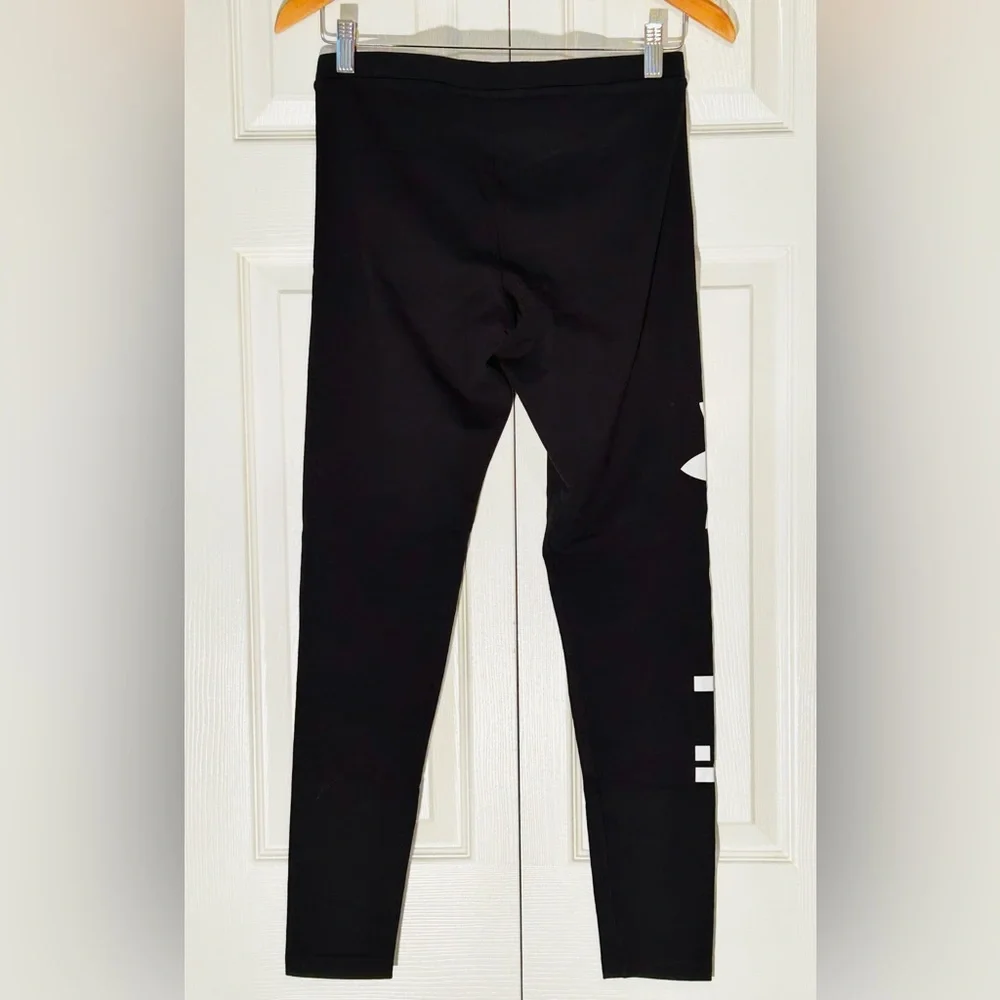 Women’s Black Adidas leggings with White Logo on Leg - Picture 2 of 3